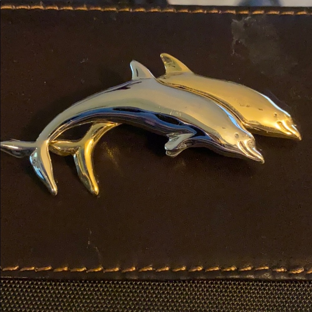 Two tone dolphin pin